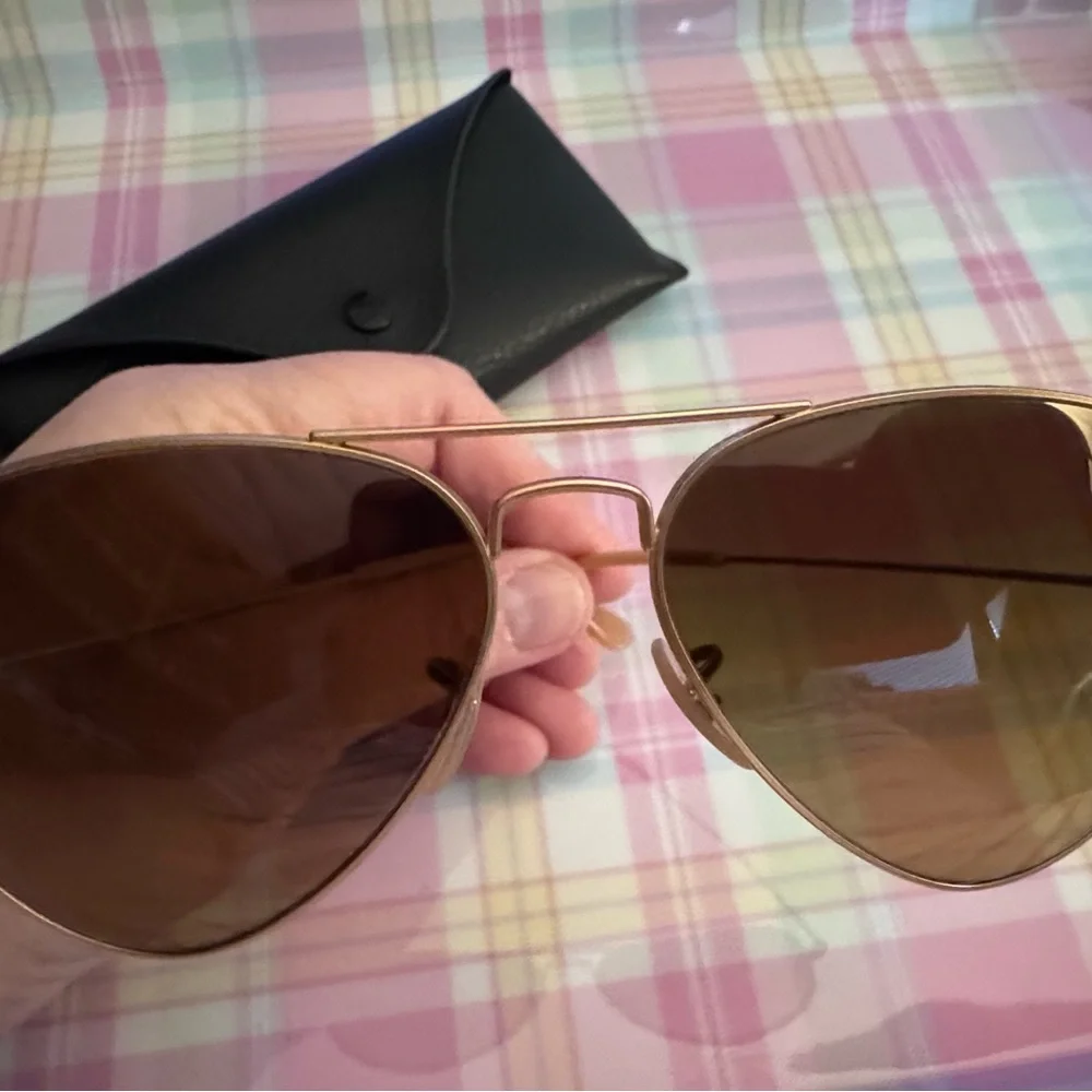 Ray-Ban Gold Frame Sunglasses with Dark Lenses